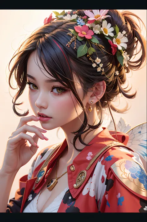 there is a woman with a flower crown on her head, artwork in the style of guweiz, trending on cgstation, beautiful digital artwo...