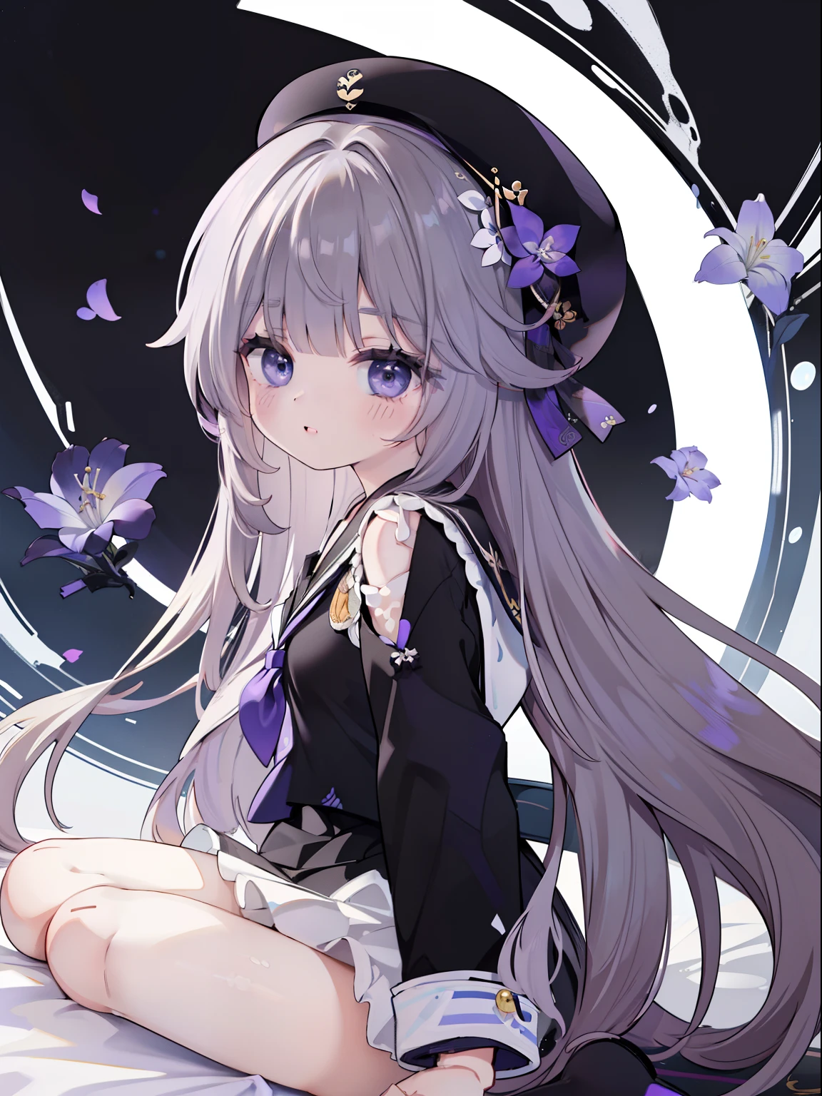 extremely detailed CG unified 8k wallpaper, very fine 8KCG wallpaper, absurderes，Lori ，Best Quality ，ultra-detailliert ，Beautiful face  ，​masterpiece、top-quality， ，Best Quality ，ultra-detailliert ，Beautiful face、outside of house、(((Black and purple sailor suit)))