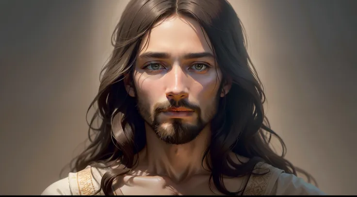 Create an epic, realistic image of Jesus Christ in a smooth cinematic ...