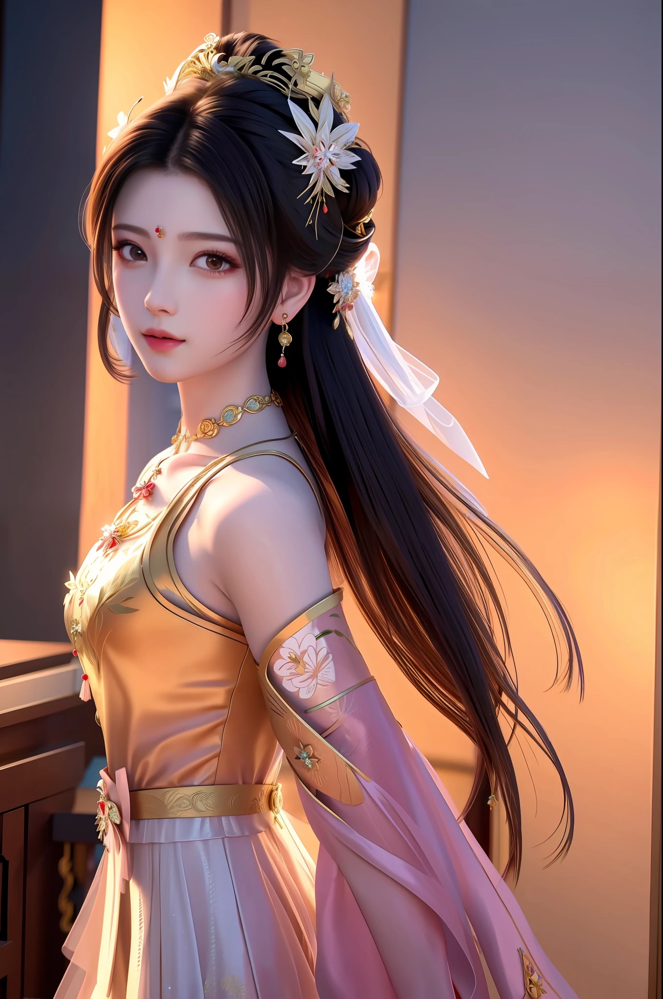 best quality, masterpiece, highres, 1girl,china wedding dress,hair ornament,necklace, jewelry,Beautiful face,upon_body, tyndall effect,photorealistic, dark studio, rim lighting, two tone lighting,(high detailed skin:1.2), 8k uhd, dslr, soft lighting, high quality, volumetric lighting, candid, Photograph, high resolution, 4k, 8k, Bokeh