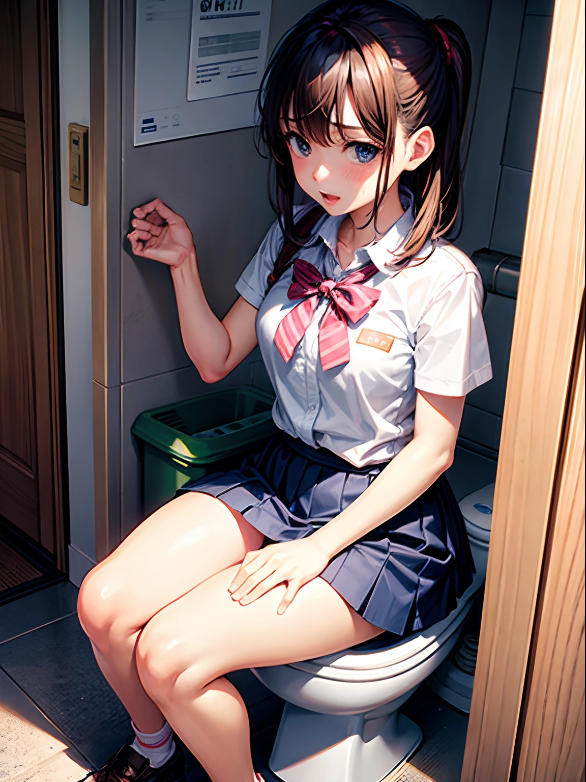 Une étudiante fait pipi dans les toilettes、gêné de、