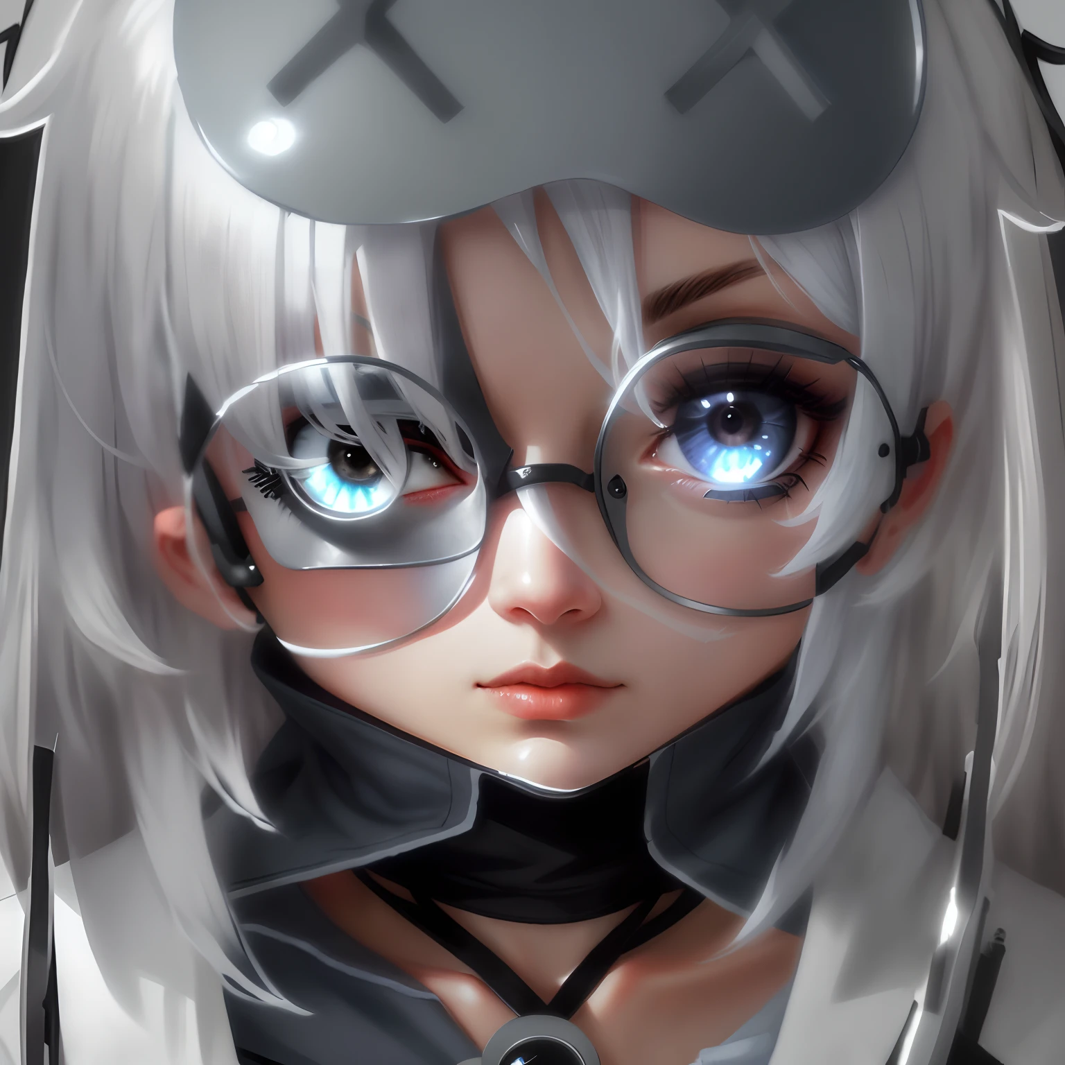 Anime girl with glasses and a black top - SeaArt AI