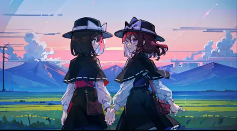 two girls walk
high quality, best, high resolution, highest quality, award winning, highly detailed, highly detailed, masterpiece, Open your eyes, profile, hold hands,
Countryside, rural landscape, Japan, summer, thundercloud

add communication
2girls, Ren...