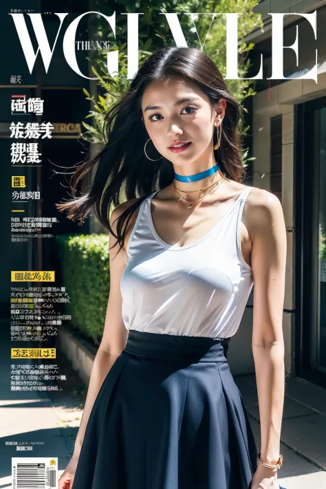 （8K分辨率，Photos above the knee in the distance，offcial art，Cover of a，（FashionMagCover：1.4），attention-grabbing，Oversized title font，Catchy，The title is larger，More eye-catching，modern day），（1womanl，20yr old，（Facial features of Thai Aom：1.8，s delicate face），L...