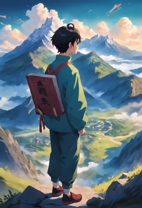 Su Chen stood at the top of the mountain，looking at the distance，A look of determination。Holding a diary in his hand，It records reflections on the past and determination for the future。