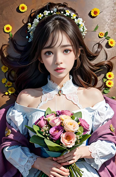 （Ultra-detailed background，detailedbackground），absurderes，A high resolution，ultra - detailed，extremely detaile，1girl，（flower bou...