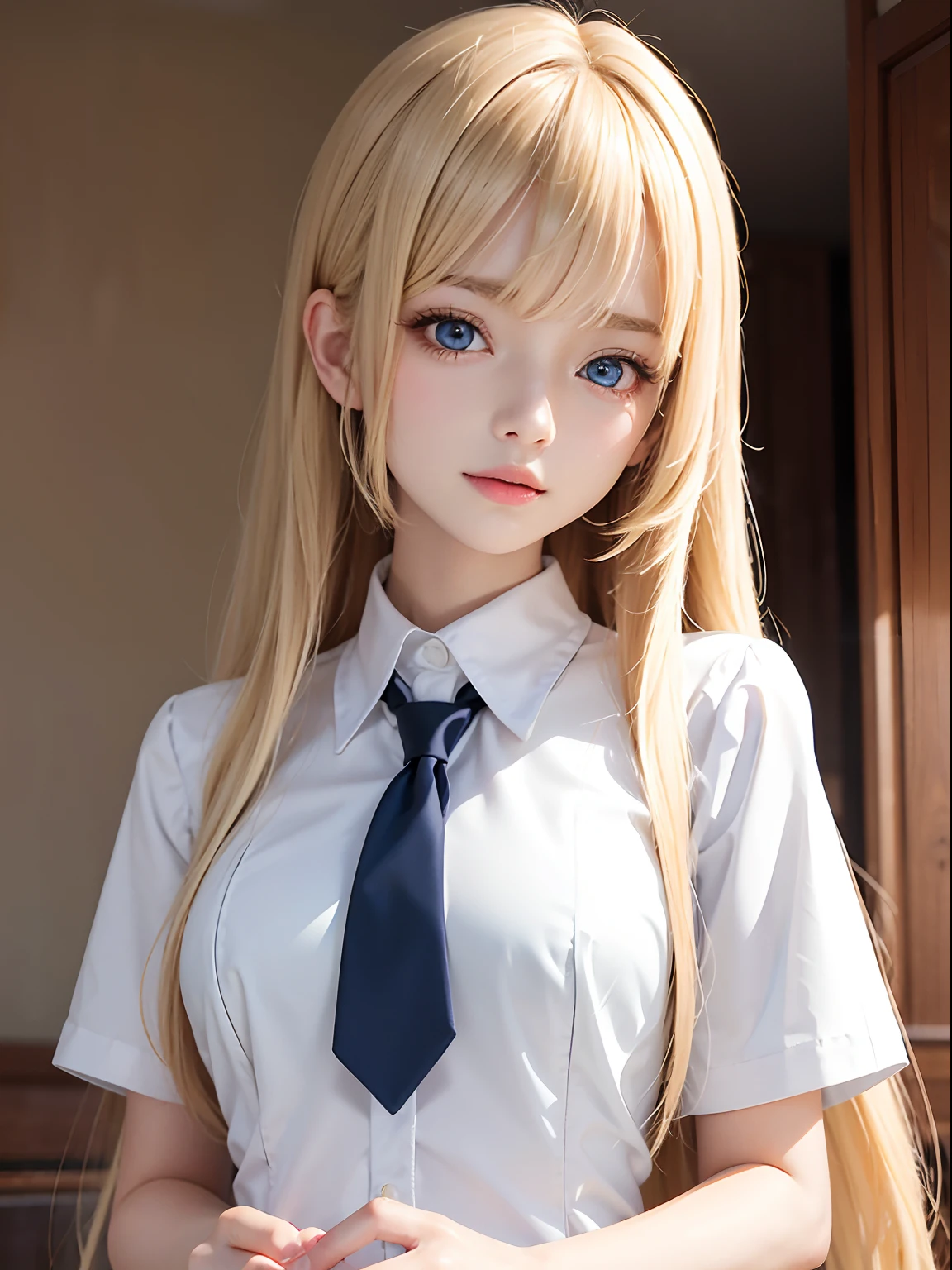 portlate、School Uniforms、bright expression、Young shiny shiny white shiny skin、Best Looks、ultimate beauty girl、The most beautiful blonde hair in the world、shiny light hair,、Super long silky straight hair、Beautiful bangs that shine、Glowing crystal clear attractive blue eyes、Very beautiful nice cute 16 year old girl、Lush bust