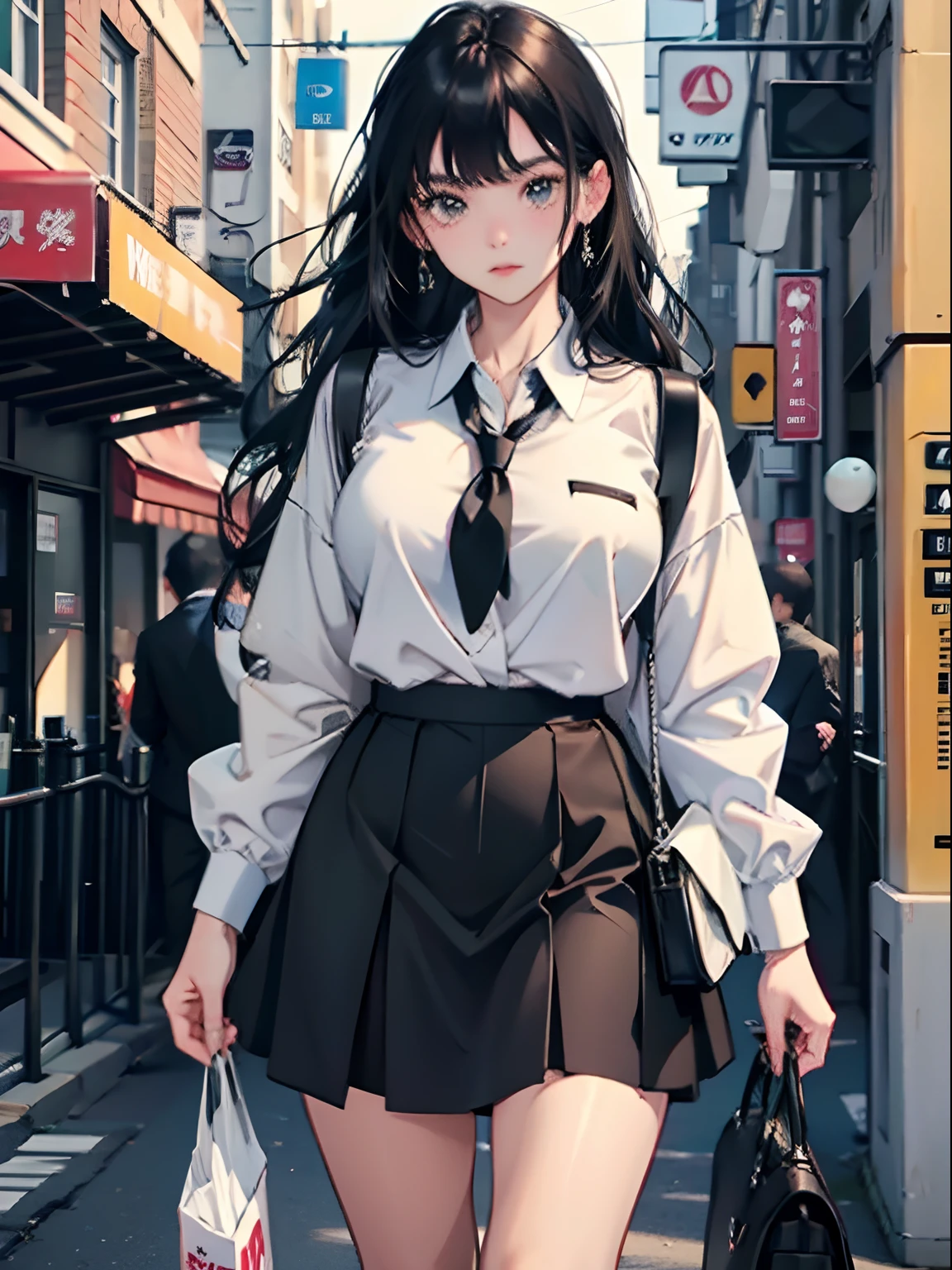 18 year old young girl : 1.3, kawaii, long black hair: 1.2, medeium breasts, Casual wear: 1.2, Daytime: 1.2,In the school campus: 1.2,Wearing school uniform:1.2, Film lighting, Surrealism, UHD, ccurate, Super detail, textured skin, High detail, Best quality, 8k,