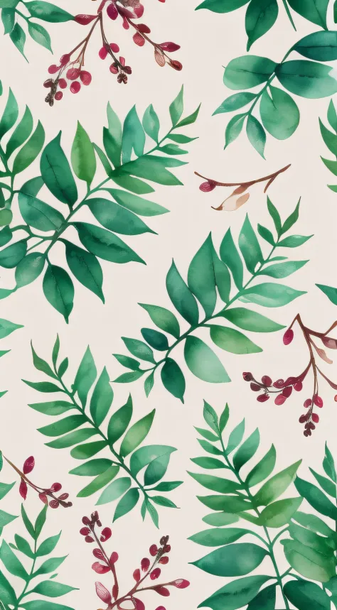 watercolor pattern of beautiful flowers, berries,  ferns, leaves,  calm colors on a #3b4195 color background. Watercolor paper texture.