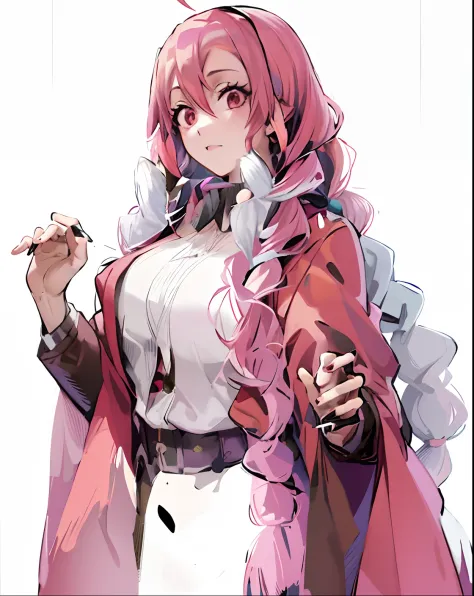 A woman with pink hair and a white cape is holding a cigarette, haruno sakura, Demon Slayer rui fanart, Sakura Haruno no modo Sl...