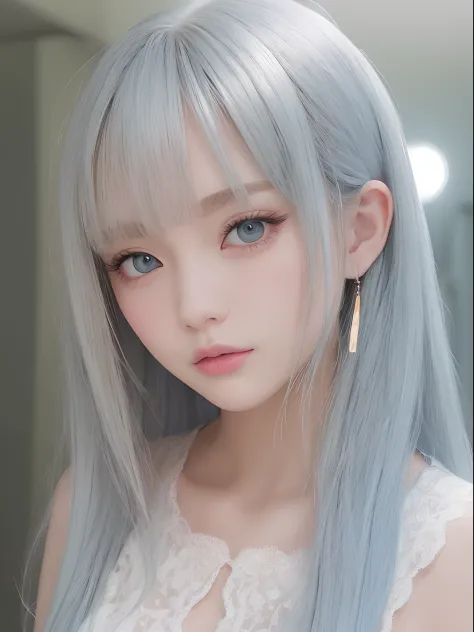 The most beautiful natural blonde hair in the world、bright expression、Beautiful bangs、Super long straight hair、Beautiful clear bright light blue eyes、Transparent white and wet nightgown、European youth、perfect bodies、ultimate beauty girl、The cutest face in ...