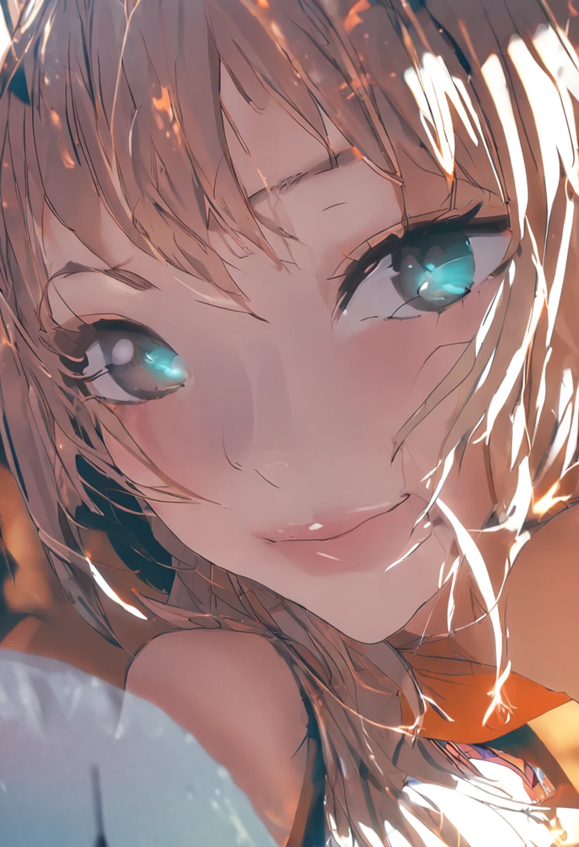 A close up of a woman with blue eyes and a brown hair - SeaArt AI