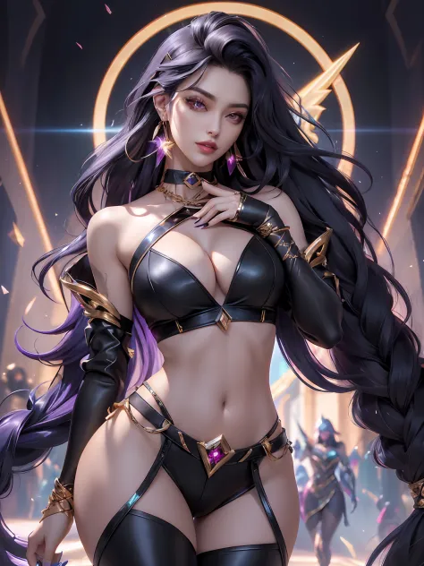 high detal, 8K, A high resolution, 1girll, jewelry, Earrings, Makeup, eyeslashes, Earrings, 鎖骨, Collar, looking at viewert, (Large breasts, Thick thighs, thigh slit, Wide hips, Toned body),, Ulzzang-6500, ultra realistic 8k cg, Unbeatable masterpiece, Absu...