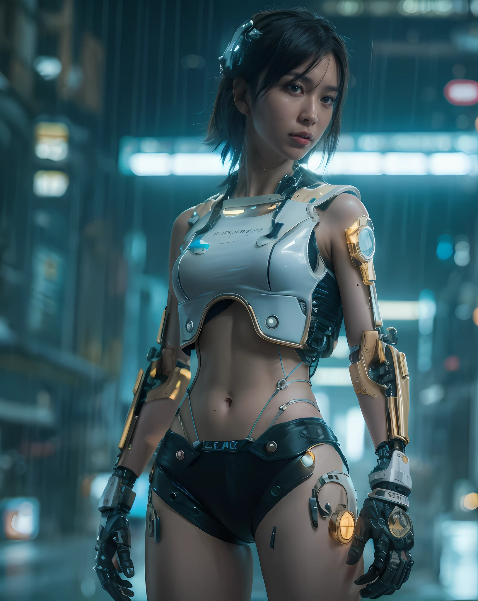 cinematic colorgrading film, dramatic scene, photography, RAW, Masterpiece, ultra wide angle, walking on the cyberpunk cityscapes, Ultra Fine Photo, (cyborg arms:1.3), medium breast, Best Quality, Ultra High Resolution, Photorealistic, volumetric light, Stunningly Beautiful, half body, Delicate Face, Vibrant Eyes, RAW photo, 1girl, solo, 1girl, (tang top:1.3), (techwea), future tech, futuristic, hologram augmented realities, (extremely detailed CG unity 8k wallpaper), of the most beautiful artwork in the world, professional photography, trending on ArtStation, trending on CGSociety, Intricate detail, High Detail, Sharp focus, dramatic, photorealistic, cyberpunk, futuristic, pale skin, slim body, (high detailed skin:1.2), 8k uhd, dslr, soft lighting, high quality, film grain, glossy, (Highest quality:1.3), (sharp focus:1.5), (photorealistic:1.3), (highly detailed skin), (detailed face), (high detailed skin:1.2), (glistening skin:1.2), cyborg arms, (highly detailed skin textures:1.15), (detailed face), (high detailed skin:1.2), (glistening skin:1.15), glossy, (cyborg arms:1.5), b8xing girl, boxing gloves, japanese, cyberpunk street, (nights:1.2), fog, (rain:1.2), film grain, glossy, water reflection, reelmech