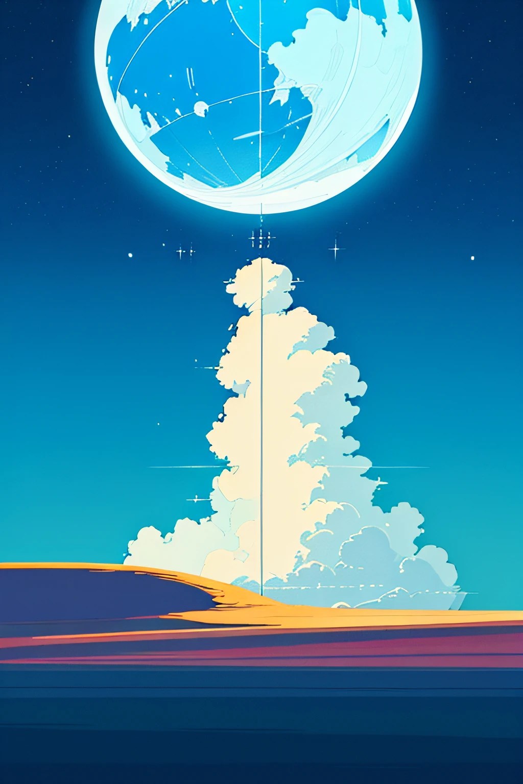 cola exists, planetarium, sky, fantasy, {{{giant Jupiter}}}, blue, {{{huge Jupiter}}},{{{masterpiece}}}, {{the best quality, super fine illustrations, beautiful and delicate water}}, {{very delicate light}}, starfall, clean sky, night sky, night, depth of field,{{{Two moons}}}, Giants, Megaphobia, {{extremely detailed CG unity 8k wallpaper}}, {ultra-detailed}, {extremely delicate and beautiful}