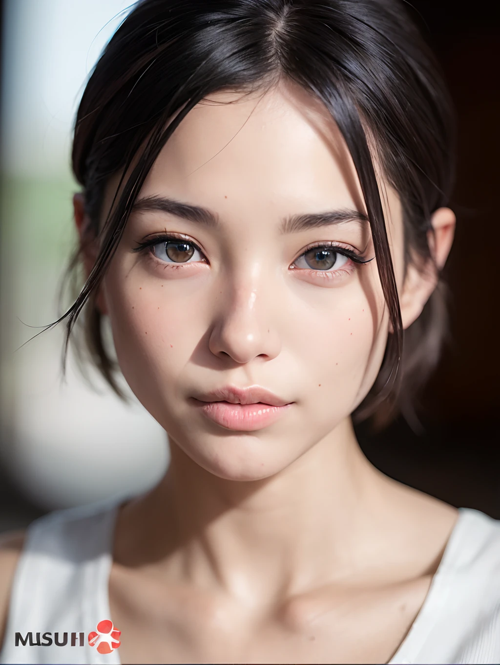 (Tischplatte:1.3), (8K, fotorealistisch, RAW-Fotografie, beste Qualität: 1.4), japanse, schönes Gesicht, (Lebensechtes Gesicht), (Kurz geschnittenes Haar:1.3), Realistische Augen, Wunderschöne Augen, (echte Haut), schöne Haut, Ultra-High-Definition, Hyperrealistisch, hohe Auflösung,