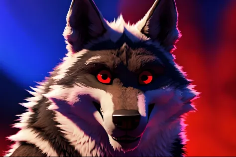 "Cover photo on Facebook: Death Wolf with mesmerizing red eyes. 3D ULTRA HD 8K."