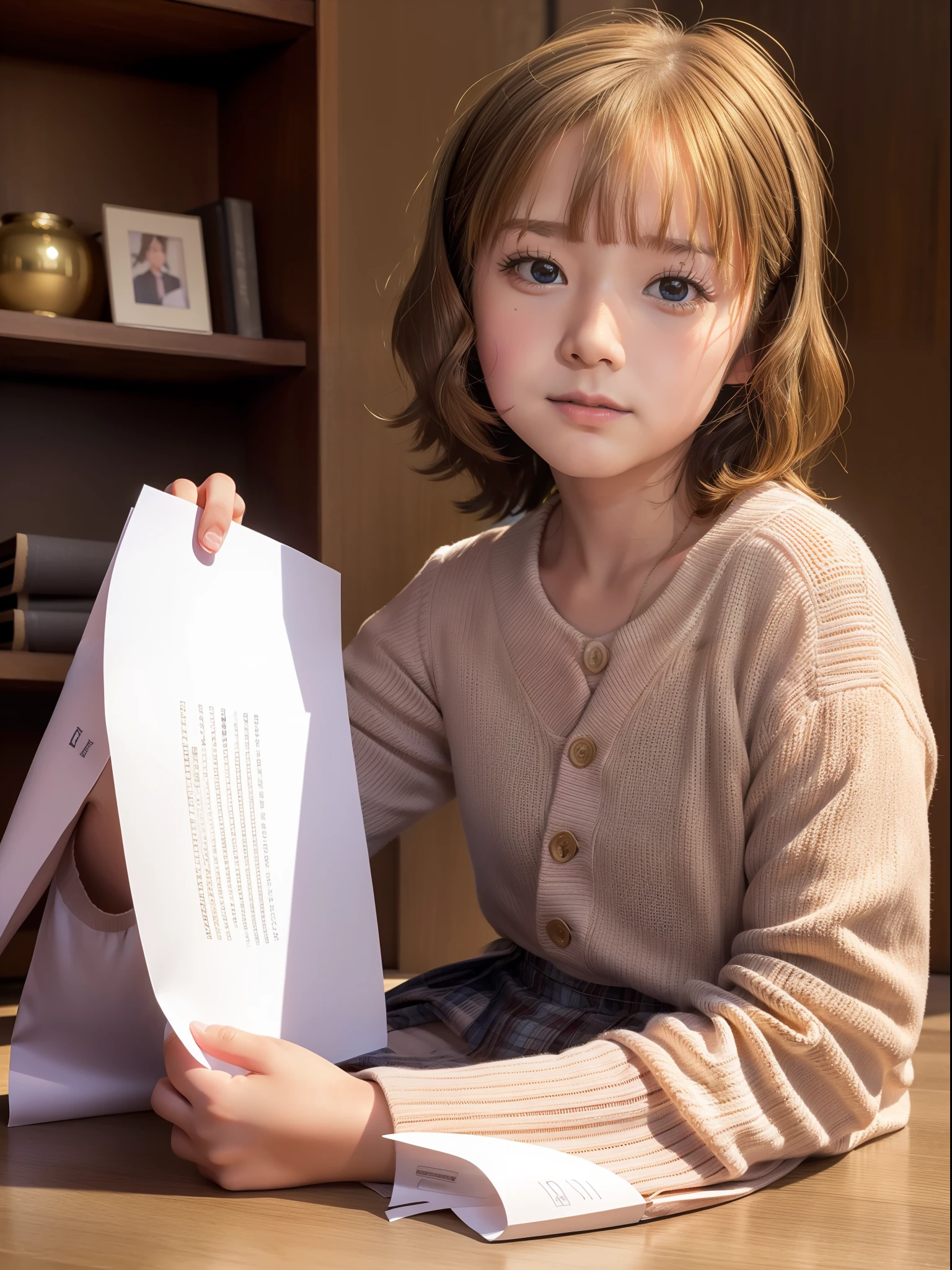 桃子汗 (百萬直播), 10歲, , , 偶像, 最好的品質, 桌上,8K, 逼真的, 肖像, 嚴肅的,