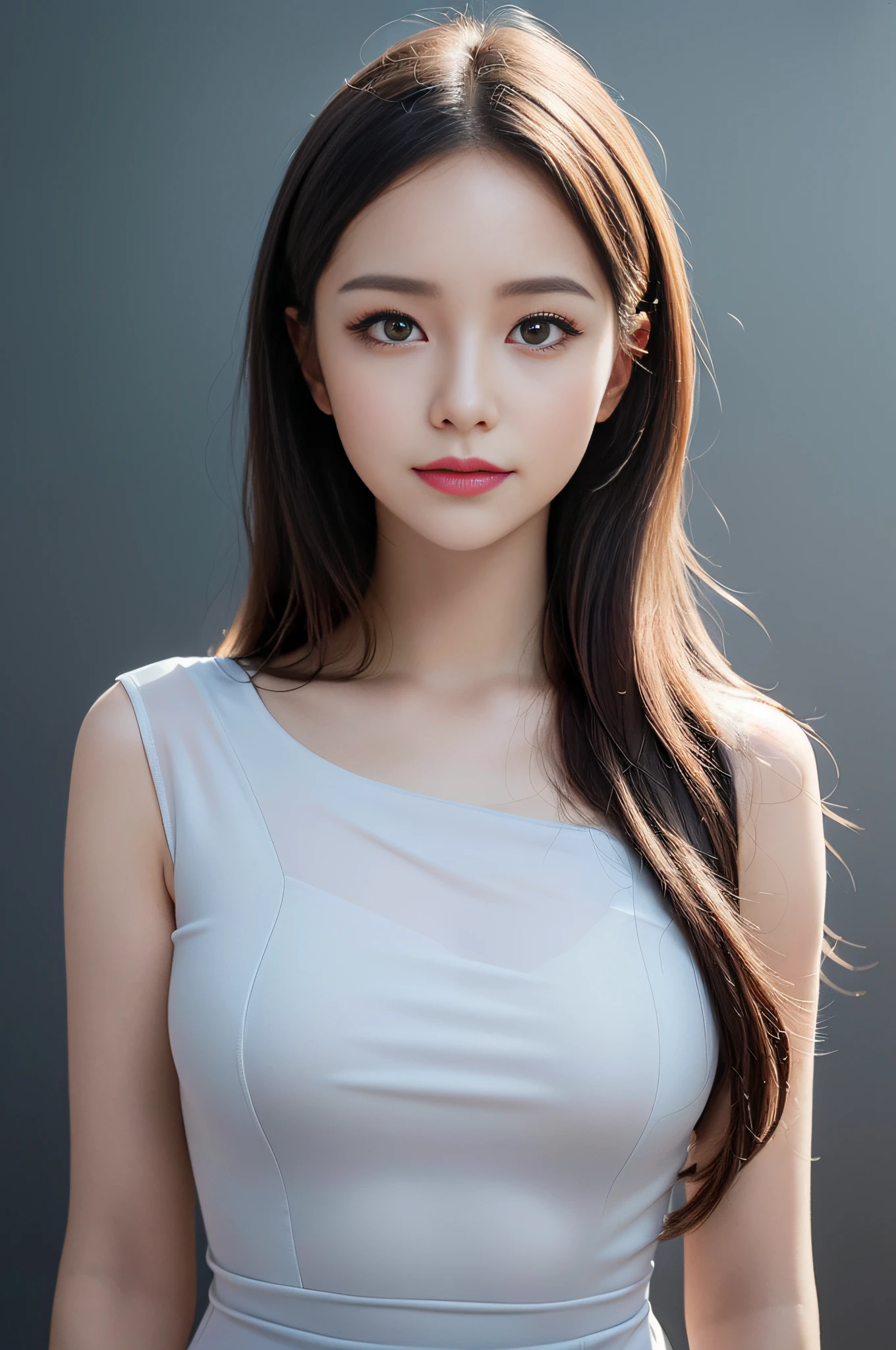 photo of a 18 y.o girl, beautiful vintage color, instagram (photorealistic, high resolution:1.4), ((puffy eyes)), looking at viewer, , full body (8k, RAW photo, best quality, masterpiece:1.2), (realistic, photo-realistic:1.37), (sharp focus:1.2), professional lighting, photon mapping, radiosity, physically-based rendering, (pale skin:1.2), (medium breasts:1.2), looking at viewer, (middle hair:1.5), portrait, purple eyes, (sliver hair:1.1), bangs, (simple background:1.4), solo, upper body, realistic, (masterpiece:1.4), (best quality:1.4), (shiny skin), fashion girl, makeup, smile(skinny, closed mouth,shy:1.3), (sheer sun dresses:1.5513), (standing:1.1), medium bust, sexy pose, {NSFW:1.2},