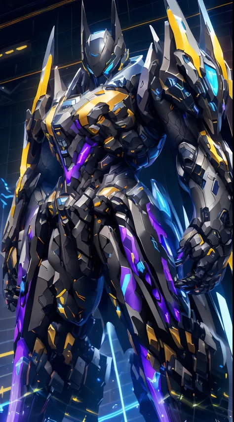 batman arks in a futuristic suit with glowing armor, batman mecha, cyberpunk batman, from overwatch, reinhardt from overwatch, purple glowing core in armor, covered in full silver armor, unreal engine', batwings, official overwatch game art, overwatch skin...