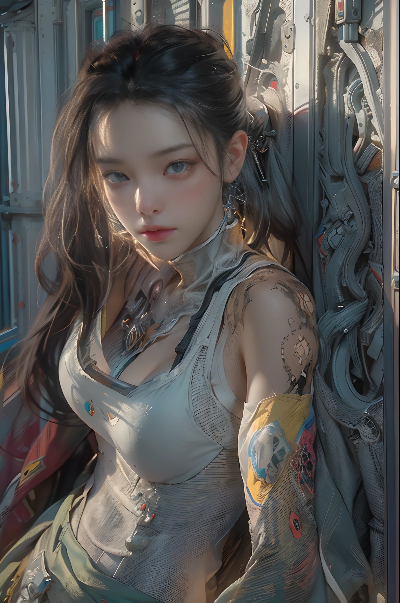 ((Best quality)), ((masterpiece)), (detailed:1.4), 3D, an image of a beautiful cyberpunk female,HDR (High Dynamic Range),Ray Tracing,NVIDIA RTX,Super-Resolution,Unreal 5,Subsurface scattering,PBR Texturing,Post-processing,Anisotropic Filtering,Depth-of-field,Maximum clarity and sharpness,Multi-layered textures,Albedo and Specular maps,Surface shading,Accurate simulation of light-material interaction,Perfect proportions,Octane Render,Two-tone lighting,Wide aperture,Low ISO,White balance,Rule of thirds,8K RAW,