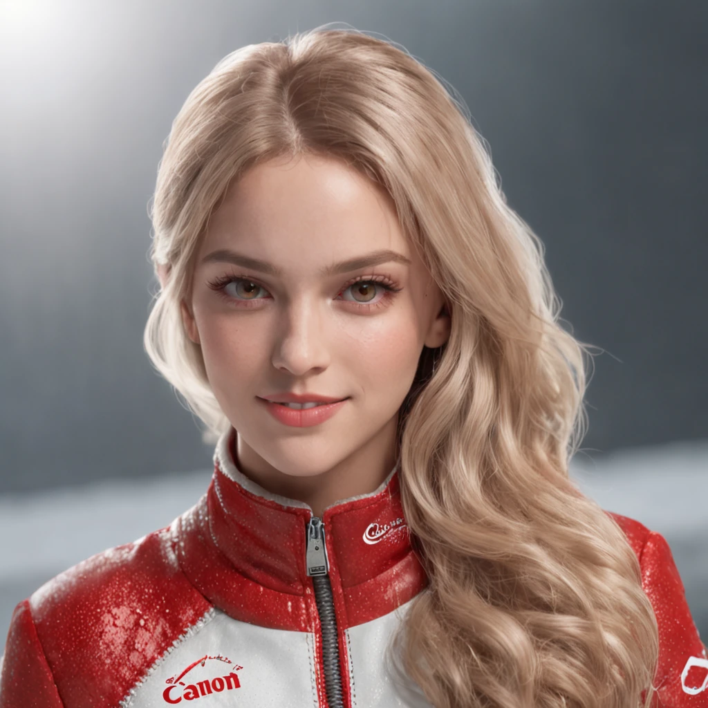 (professional 3d render:1.3) af (Realistic:1.3) most beautiful artwork photo in the world，Features soft and shiny female ice skater, ((1 girl, blonde hair, hazel eyes, long hair, curly hair, earrings, freckles, jewelry, lips, smiling, female ice skater, wearing a red jacket, parted lips)), full body 8k unity render, action  shot, skin pore, day, stadium background, Detailed, Detailed face, (vibrant, photograph realistic, Realistic, Dramatic, Dark, Sharp focus, 8K), ((((Wear jacket)))), (Intricate:1.4), decadent, (Highly detailed:1.4), Digital painting, rendering by octane, art  stations, concept-art, smooth, Sharp focus, illustration, Art germ, (loish:0.23), (Global illumination, Studio light, volumettic light), ((stadium background:1.3)),CGSesociety,art  stations