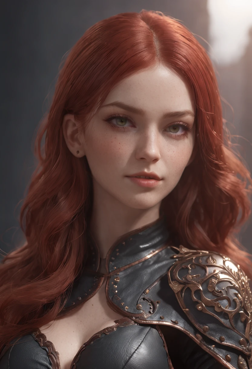 a close up of a woman with red hair wearing a leather outfit, 8k high quality detailed art, deviantart artstation cgscosiety, beautiful succubus, loish and wlop, alexandra fomina artstation, fanart best artstation, inspired by WLOP, wlop and artgerm, fantasy art style, 2. 5 d cgi anime fantasy artwork