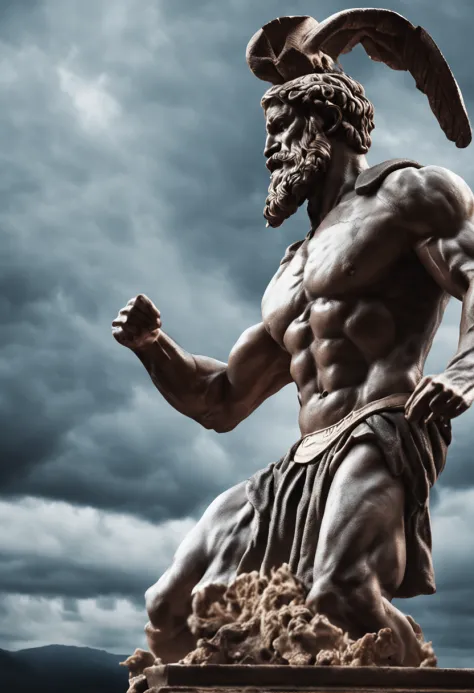 Stock Gricki Stoic
which is the historical Greek status with
Hercules-style profile muscles
Cinematic 8k and dark background