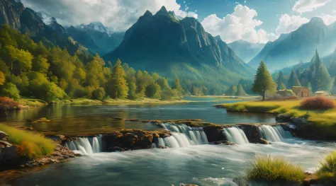 landscape,water,(extremely detailed CG unity 8k wallpaper), most beautiful artwork in the world,professional majestic oil painti...