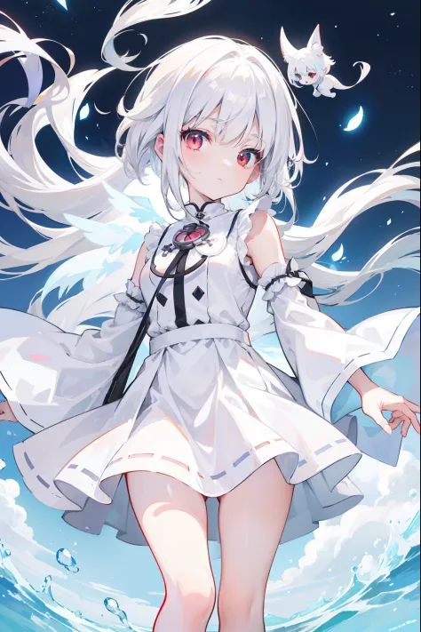 Anime girl walking on city streets in white dress, loli in dress, White dress!! of silver hair, small curvaceous loli, White-haired god, cute anime waifu in a nice dress, Girl with white hair, Flowing white hair, anime visual of a cute girl, White Cat Girl...