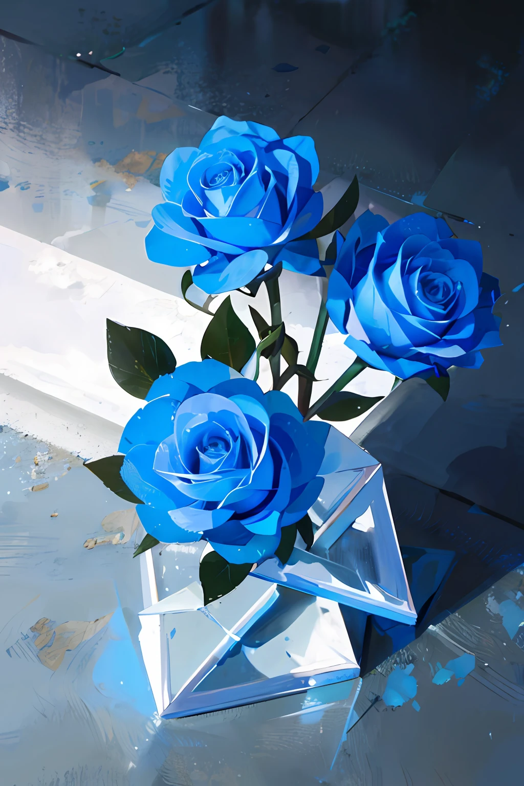 Tres rosas azules