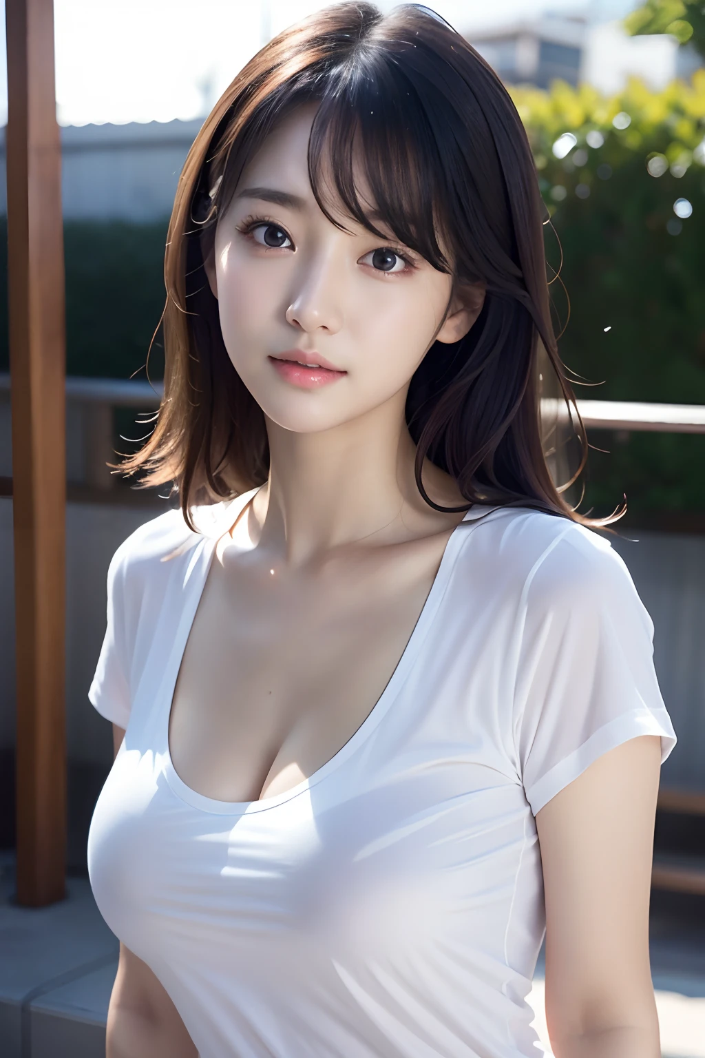 clothed、(photo real:1.4)、(Hyperrealistic:1.4)、(Realstic:1.3)、
(Smoother lighting:1.05)、(Improved lighting quality in movies:0.9)、32K、
1女の子、20歳の女の子、Realistic lighting、Backlit、Facial light、ray trace、(Brightening light:1.2)、(Increase quality:1.4)、
(best quality real texture skin)、Fine eyes、finerly detailed face、
(Tired, sleepy and satisfied:0.0)、close-up face、T‐shirt、
(Bodyline mood improvement:1.1)、Glossy skin、actress、korean idol、Nogizaka Idol、hposing Gravure Idol