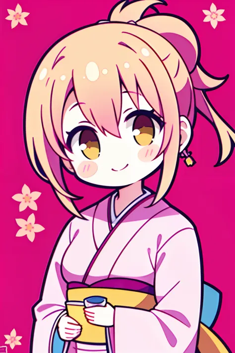 (Perfect picture quality:1.1),(masterpiece:1.1),(high quality:1.1),1 girl, SOLO, (wearing pink sakura gorgeous kimono:1.3), yell...