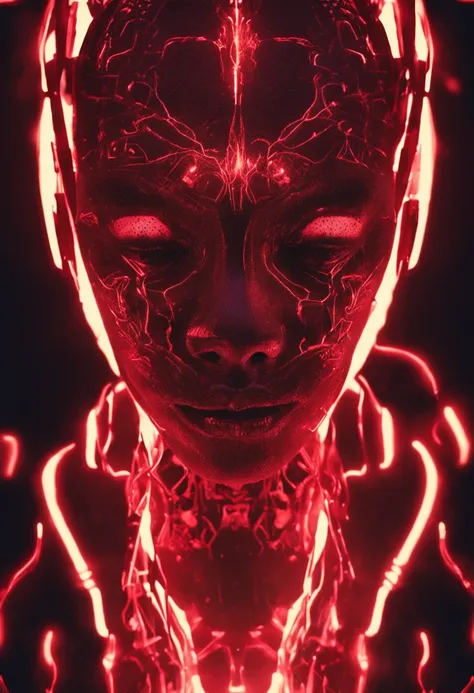 there is a man with a brain on his head, detailed glowing head, beeple ...