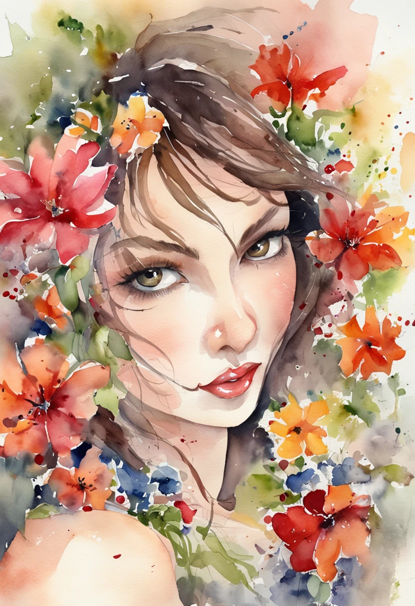 A painting of a woman with flowers in her hair - SeaArt AI