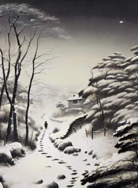 image of alphard，walk alone on snowy roads, inspired by franz sedlacek, author：shen shizhen, korean artist, author：yi renwen, in...