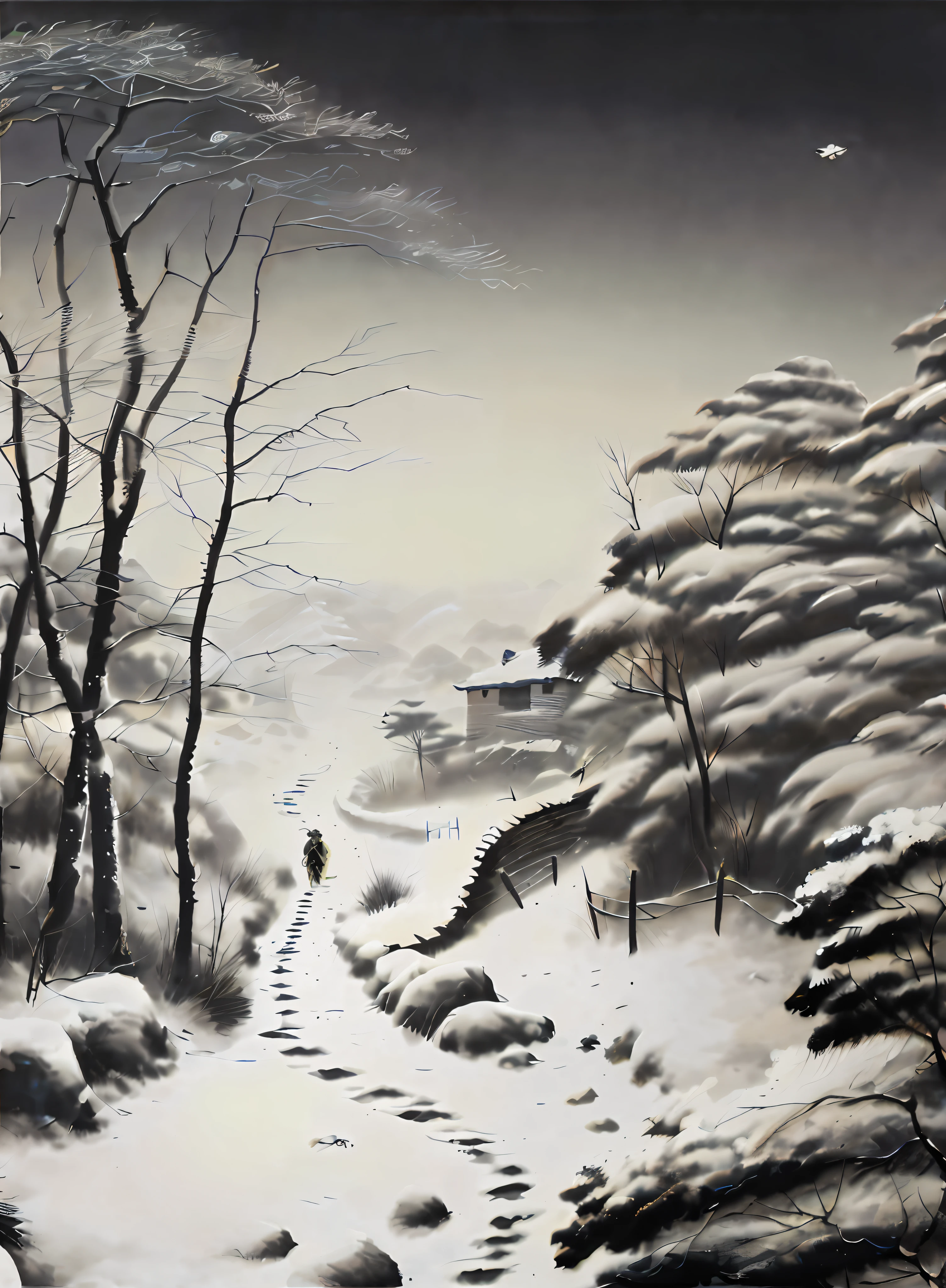 Image of Alphard，Walk alone on snowy roads, inspired by Franz Sedlacek, author：Shen Shizhen, korean artist, author：Yi Renwen, inspired by Yeong-Hao Han, inspired by Grzegorz Domaradzki, inspired by Kim Hong-do, inspired by Byeon Sang-byeok, inspired by Huang Binhong