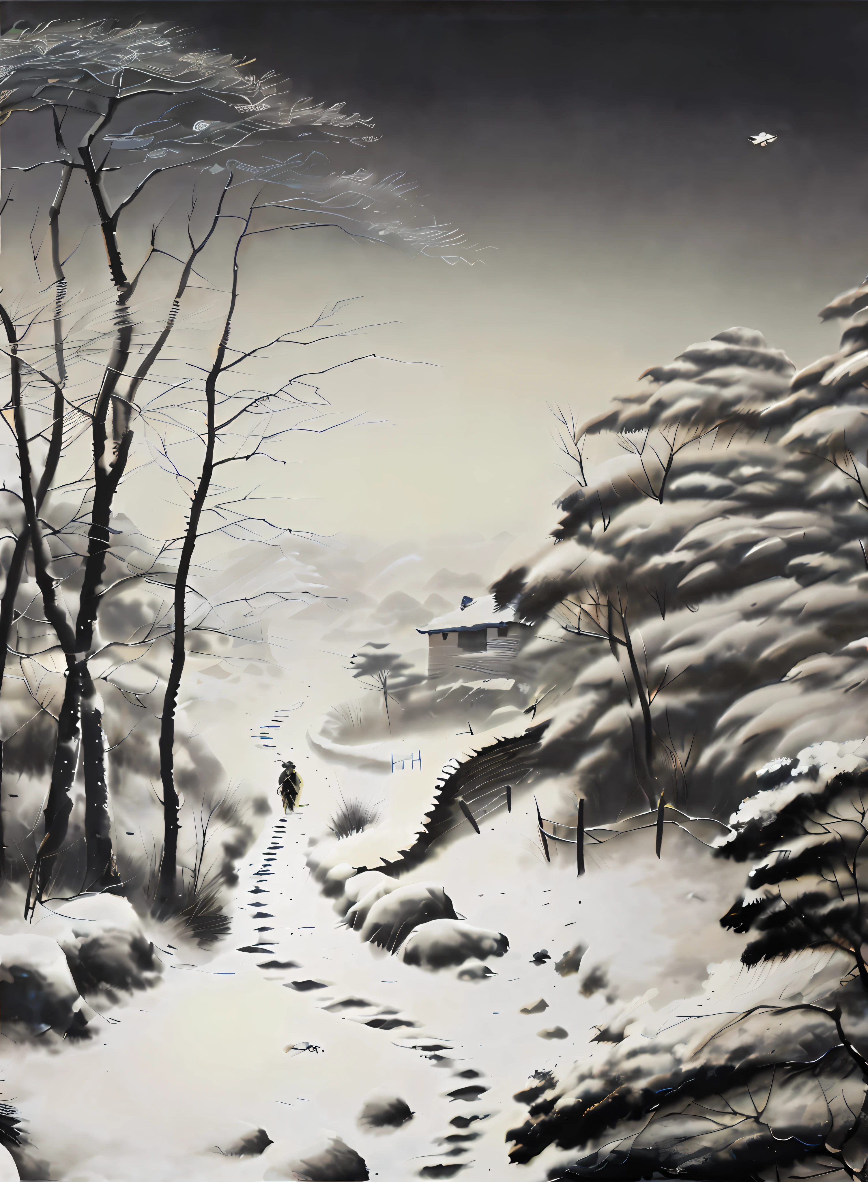 Image d’Alphard，Marcher seul sur les routes enneigées, inspiré par Franz Sedlacek, auteur：Shen Shizhen, artiste coréen, auteur：Yi Renwen, inspiré de Yeong-Hao Han, inspiré de Grzegorz Domaradzki, inspiré par Kim Hong-do, inspiré de Byeon Sang-byeok, inspiré par Huang Binhong