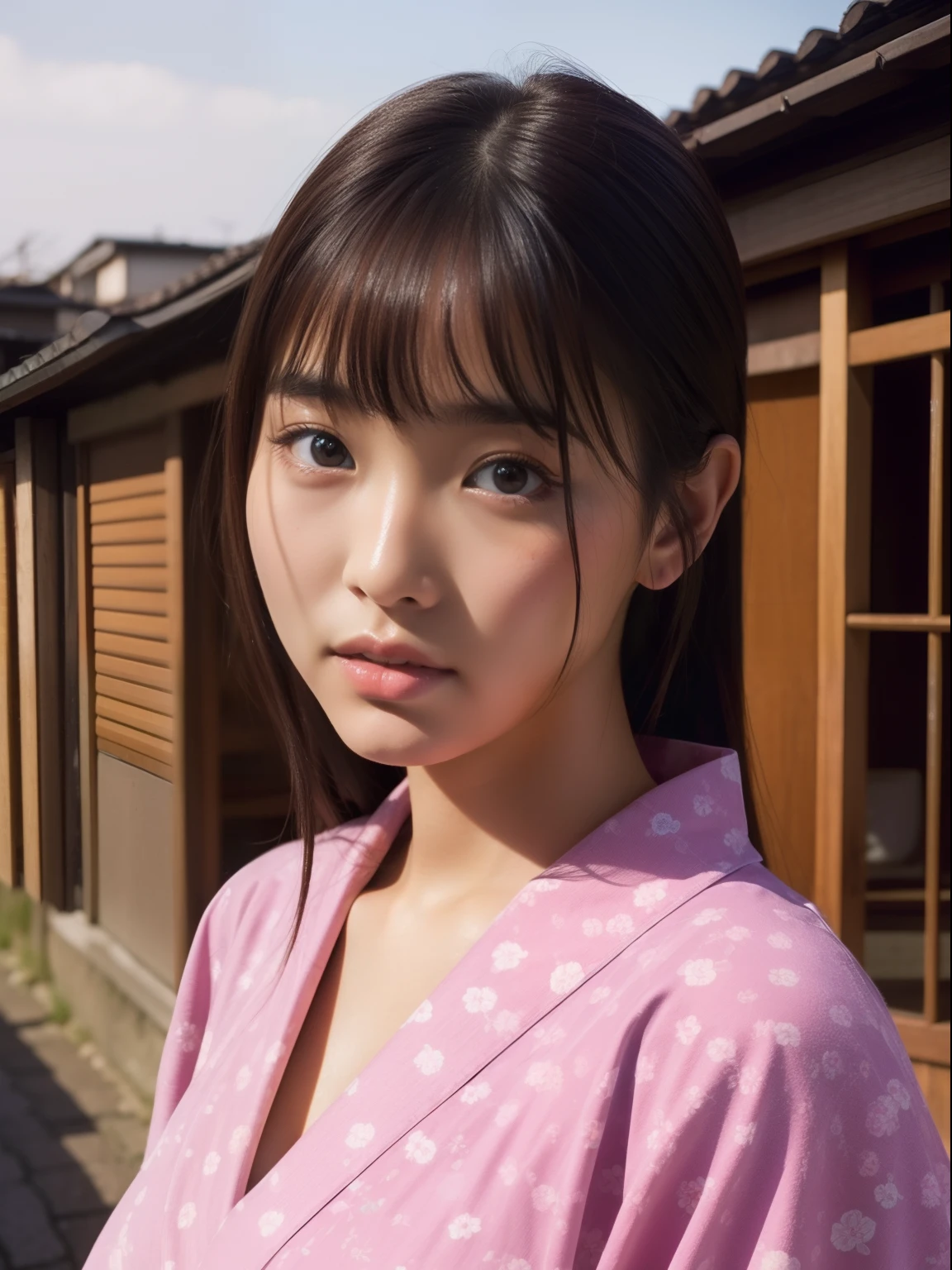 Beautuful Women、20yr old 、body shot、80mm、Yukata、Japanese houses、NSFW、All