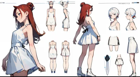 ((Best Quality)), ((Masterpiece)), ((Realistic)) 19 year old, redhead girl, shoulder length hair, relaxed happy face ((slender)) (busty), ((( ice skater dress))) (((mini skirt))) ((( up-skirt ))) ((sexy dress)) (((white thong))) bun hairstyle, (((detailed ...