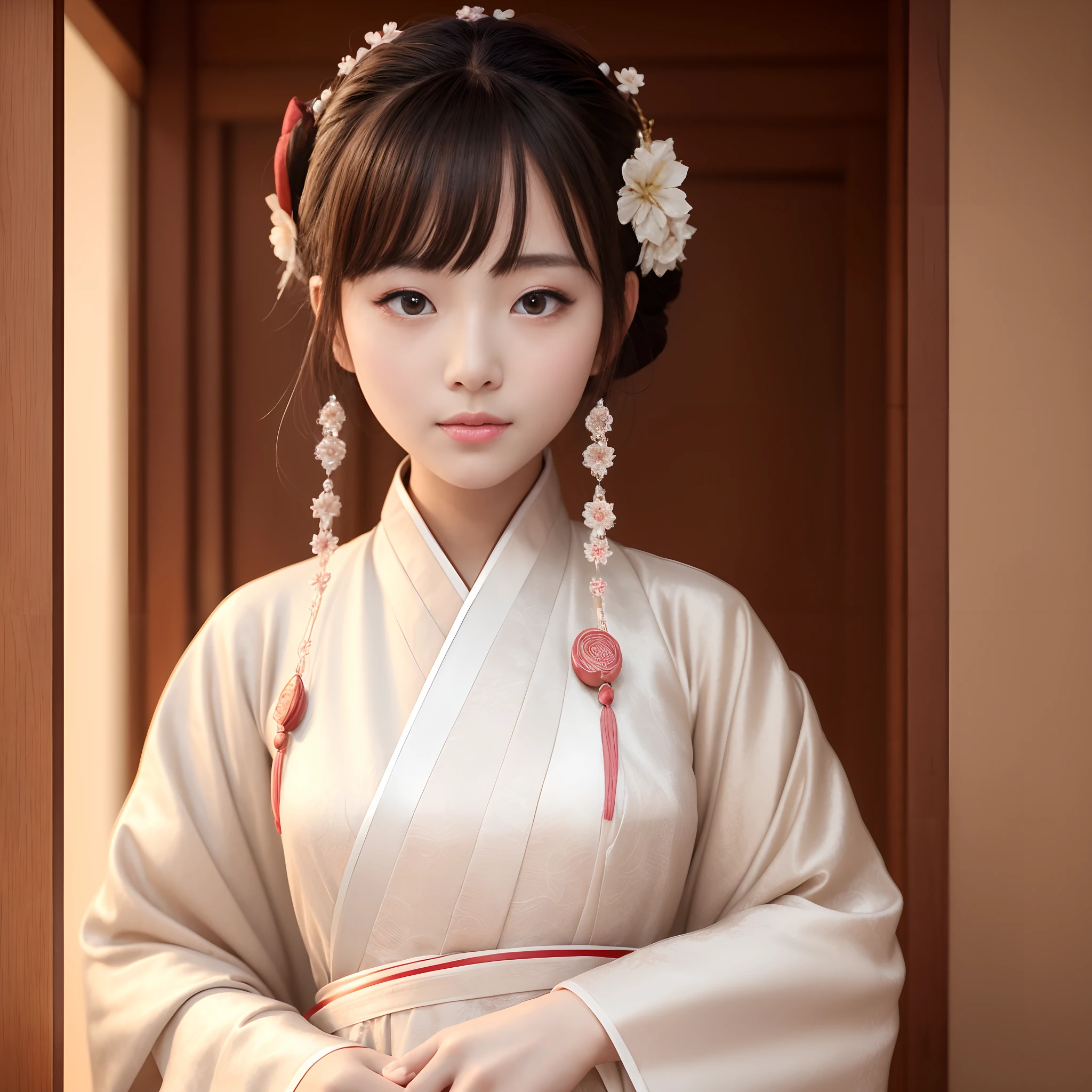 Best quality ,Masterpiece, illustration, An extremely delicate and beautiful, Extremely detailed ,CG ,Unity ,8K wallpaper, Amazing, finedetail, Masterpiece,Best quality,offcial art,Extremely detailed Cg Unity 8K wallpaper,absurderes, unbelievable Ridiculous, hugefilesize , Ultra-detailed, A high resolution, Extremely detailed,Beautiful detailed girl, Extremely detailed eyes and face, Beautiful detailed eyes,light in face,(Hanfu:1.1),1 Girl cherry small mouth