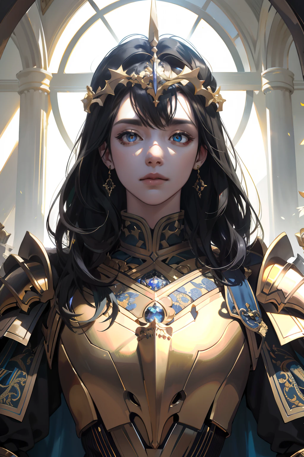 （Very detailed 8k wallpapers），Royal Knights，Gorgeous golden heavy armor wraps the whole body，Tall and mighty，Point the Knight's Sword to the ground，（Portrait close-up：1.4），Solemn，depth of fields，modest，humble，Cinematic, hdr, primitive, Intricate, High quality, Gorgeous shades, Intricate details, super-fine，oc rendered，Ray traching，Reallightandshadow，Hyper-realistic，iintricate，high detal，dramatics，sharp focus on eyes