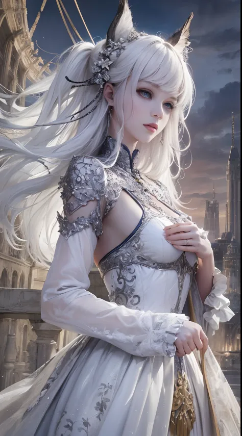 (very detailed CG unity 8k wallpaper, masterpiece, best quality), best illumination, insanely beautiful, floating, girl in white...