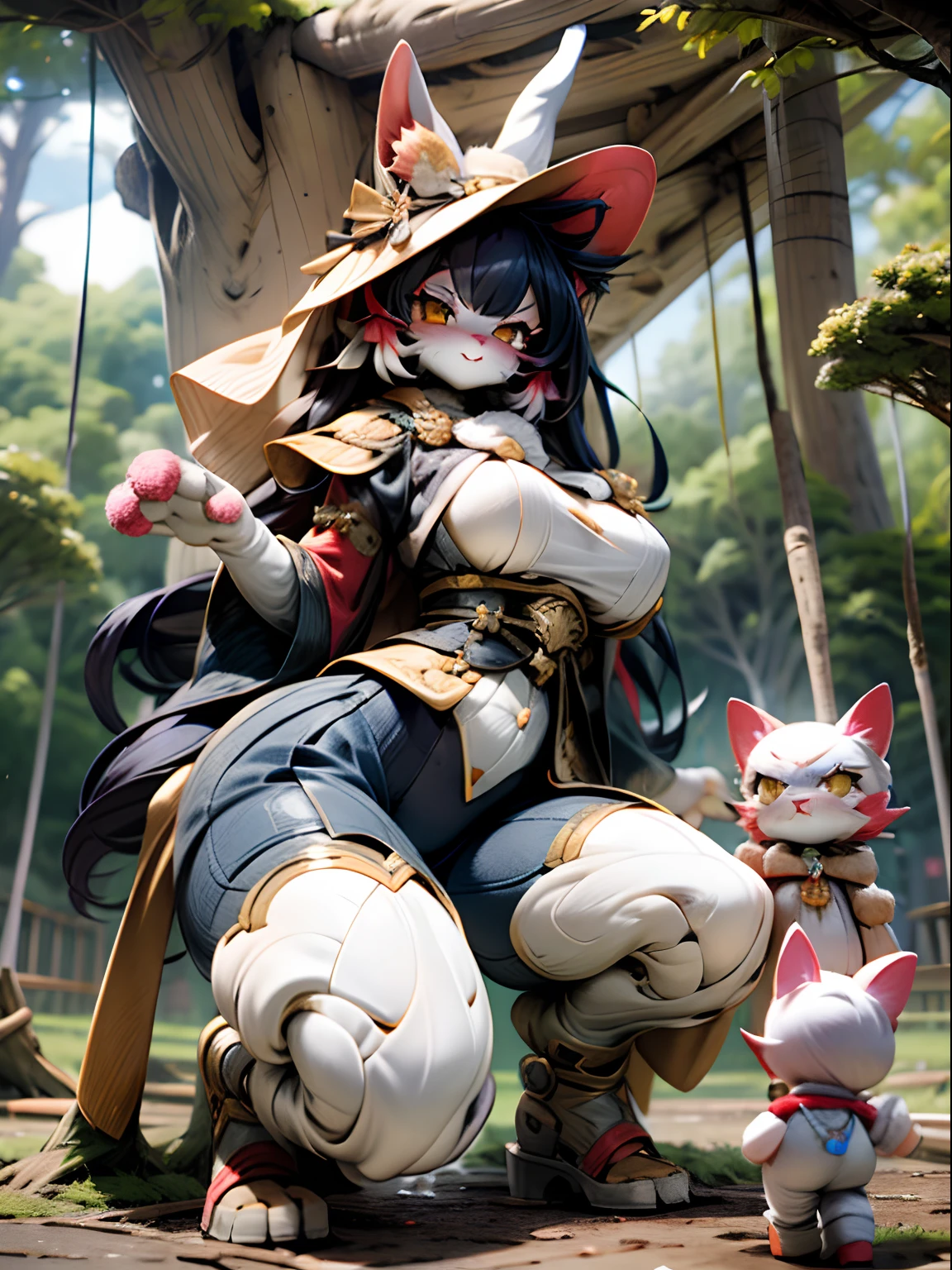 Anime character dressed in costume with cat and mouse figures - SeaArt AI