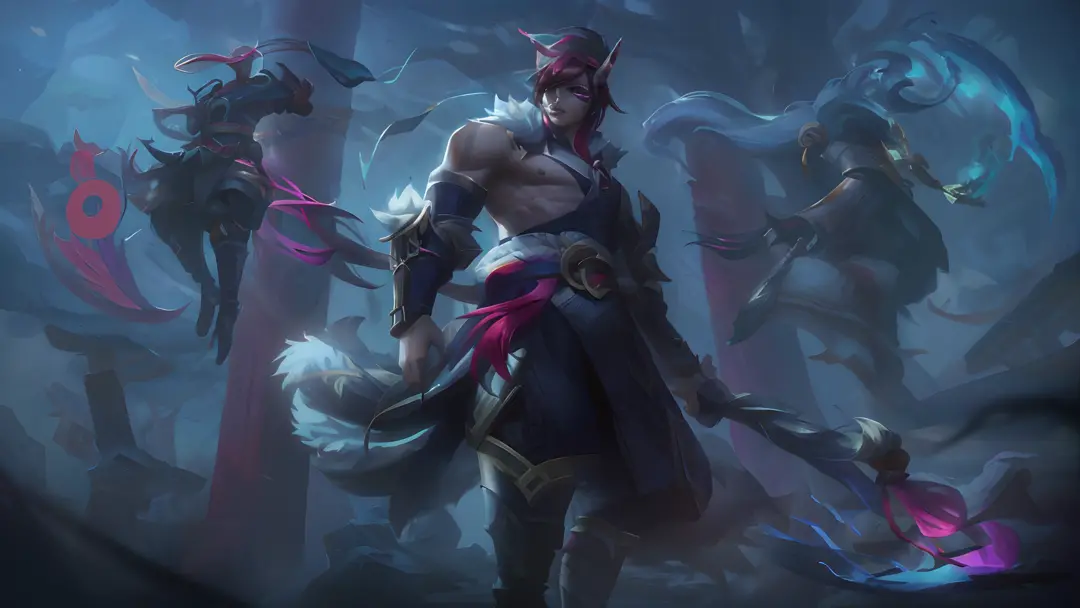 There are many different characters in this photo, One of them was male, Official Splash Art, iconic character splash art, Silas...