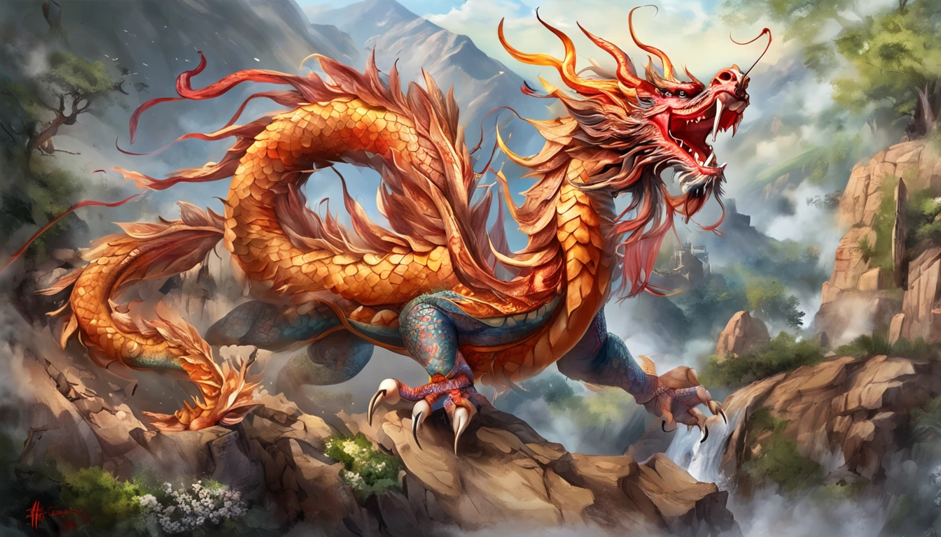 Chinese dragon, full bodyesbian, Loong, extremely detailed CG unity 8k ...