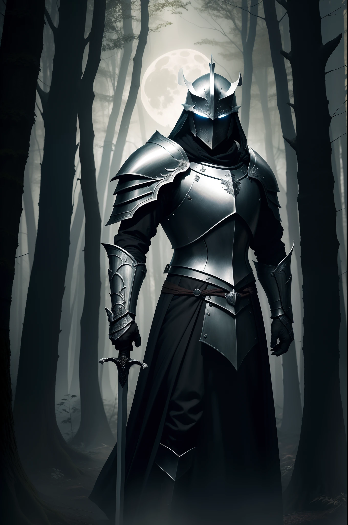 Create an image of an Arthurian medieval royal knight standing resolute ...