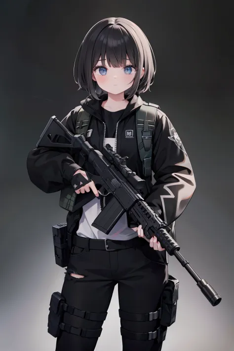 Black rifle, complete gunshot, complete mechanical