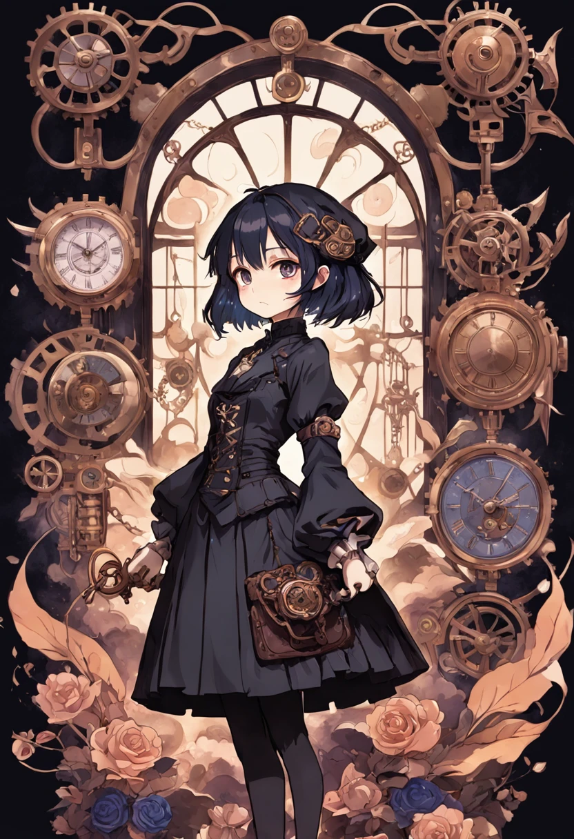 dark fantasy 90s anime Victorian steampunk square sticker