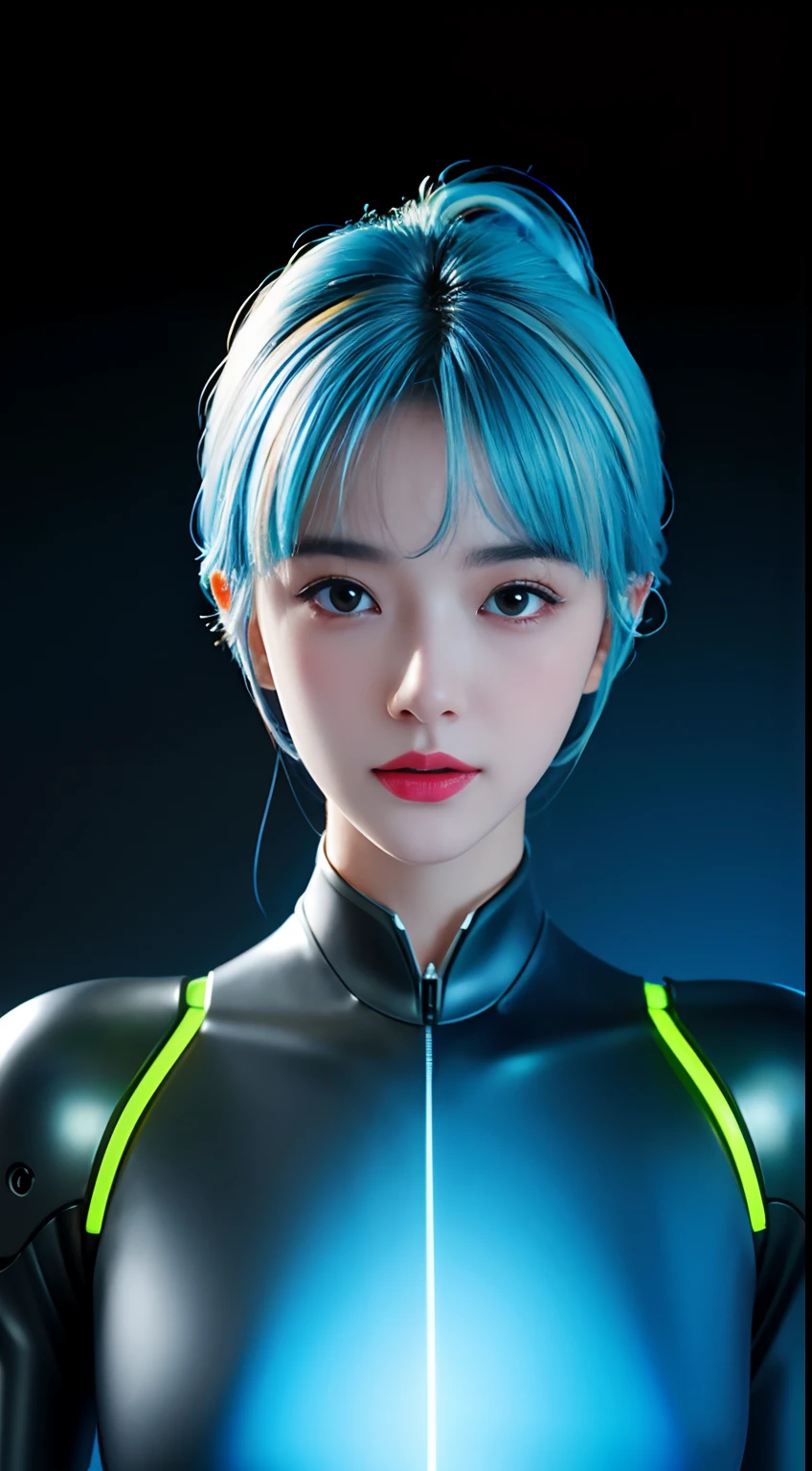 1 Gille solo. (3k RAW photo, Bert quality, masterpiece 12) (Realistic photo quality 1. A) (extremely detailed CG Unity and k wlpaper) (cyborg 1.2-inch body neon: 1.2). Manipulator, manipulator Han rich color. Colored hair.